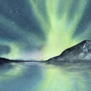 Aurores Boréales n°4 - Aquarelle - 30 x 40 cm - 180 €