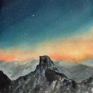 aquarelle montagne ciel
