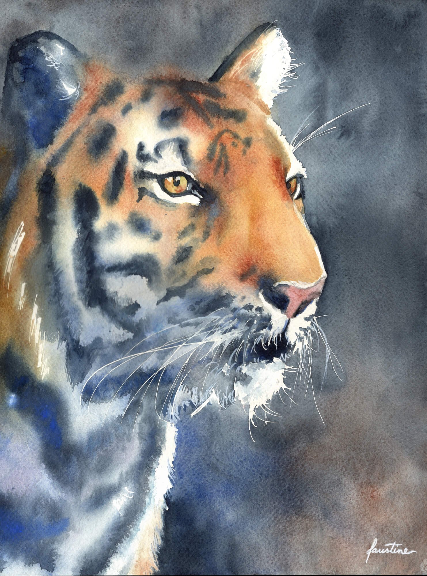 aquarelle tigre œil