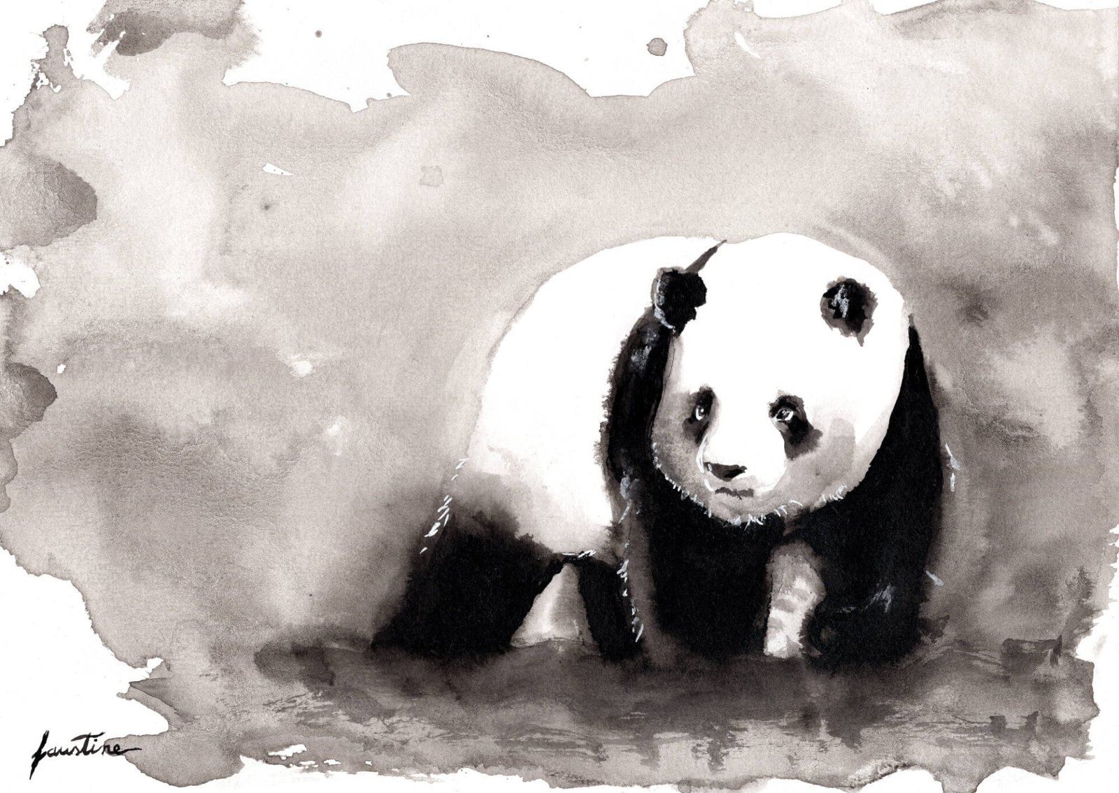 La Démarche du Panda - Encre de Chine - 29,7 x 21 cm - 115 €