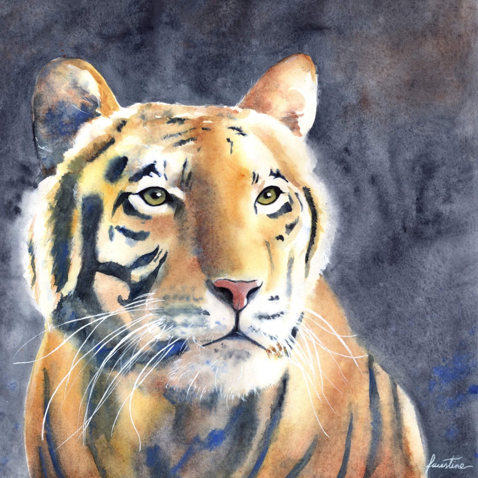 Regard Félin - Aquarelle - 40 x 40 cm -