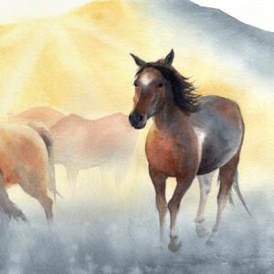 Troupeau sauvage I - Aquarelle - 26 x 36 cm - 160 €