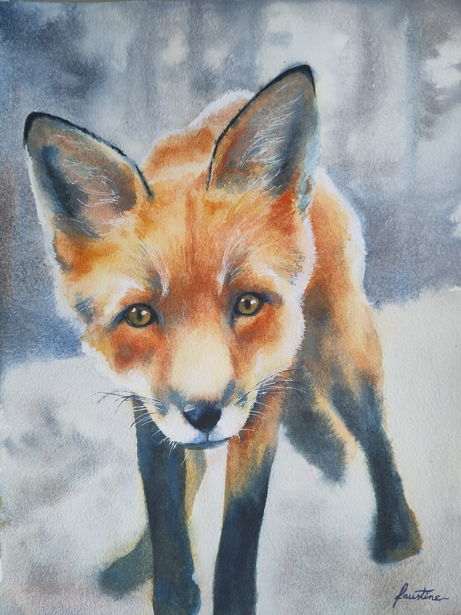 La curiosité est un vilain défaut - Aquarelle - 31 x 41 cm Prix encouragement au salon de l'Aquarelle de Montgermont Vendu