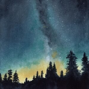 Aurores Boréales n°1 - Aquarelle - 26 x 36 cm - 160 €