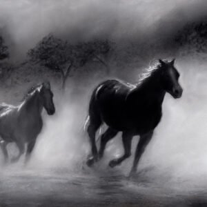 Galop dans la Brume - Pastel - 40 x 30 cm - 200 €