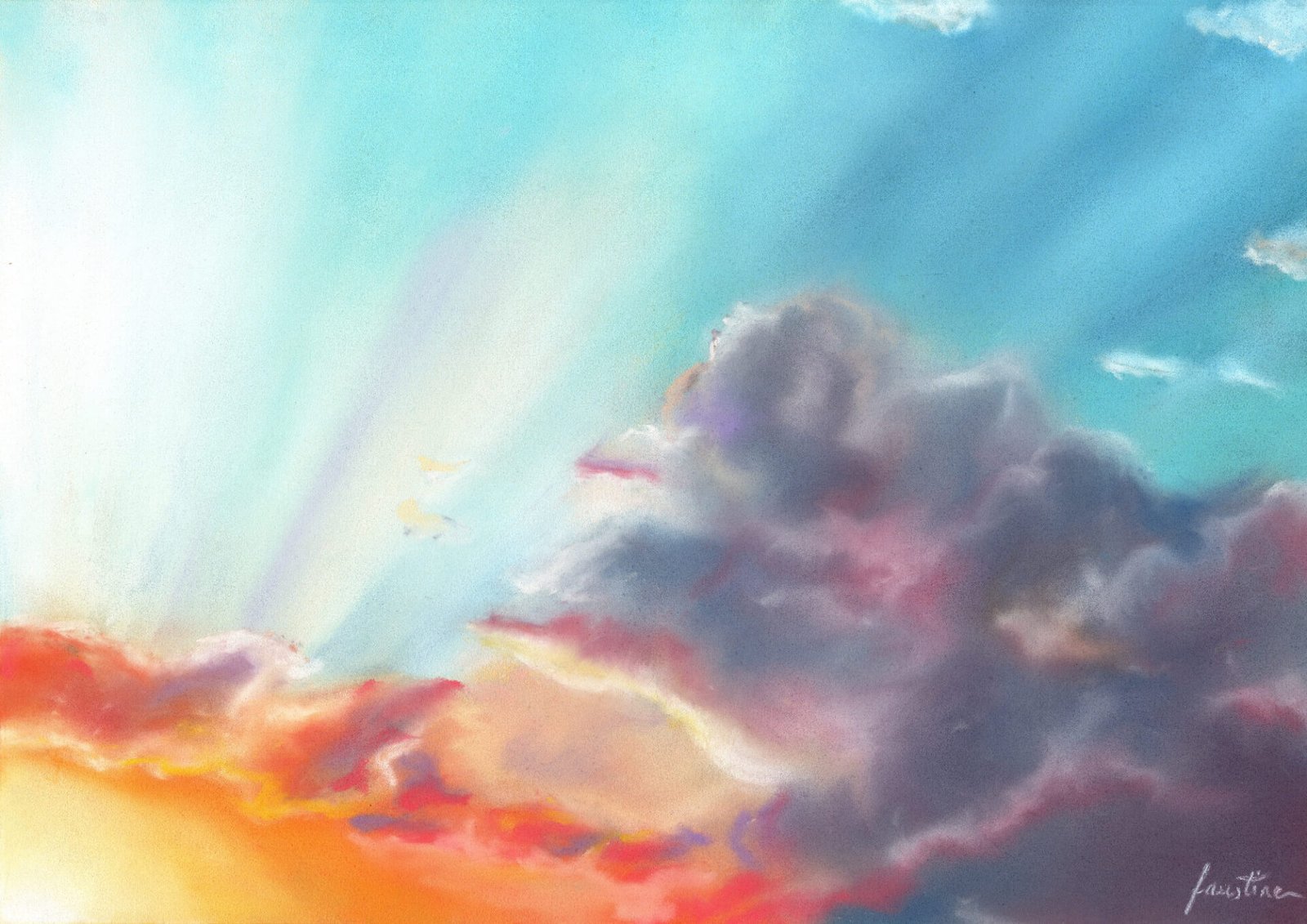 pastel nuages lumière ciel