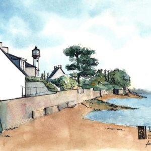Aquarelle phare kerbel riantec