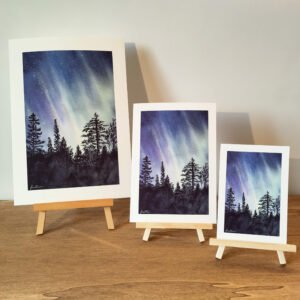 Aquarelle aurores boréales impression