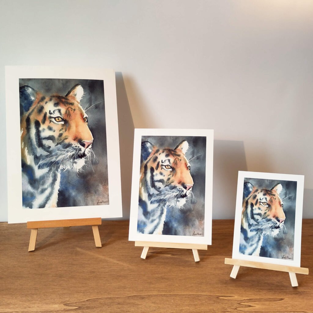 aquarelle œil tigre impression
