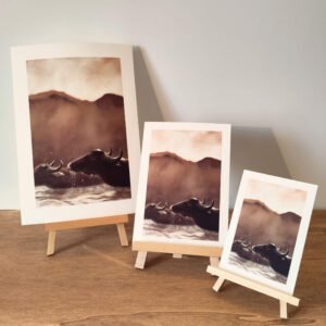 impression pastel buffles montagne