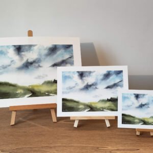 Aquarelle campagne verte ciel impression