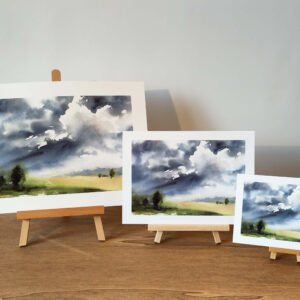 ciel tempête vallée aquarelle