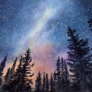 aurores boréales aquarelle